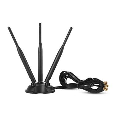 Imagem de TECHTOO Antena WiFi de banda dupla 2,4 GHz - 5,8 GHz com conector RP-SMA Base magnética para roteador de rede sem fio - Adaptador USB - Cartões PCI PCIe - Amplificador de sinal - Extensor de alcance