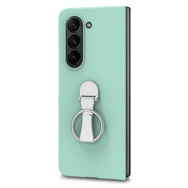 Imagem de HAOMRIYL Capa para Samsung Galaxy Z Fold 7, capa rígida fina para PC com protetor de tela e suporte de anel de dedo com rotação de 360°, capa à prova de choque, verde, dobra 7