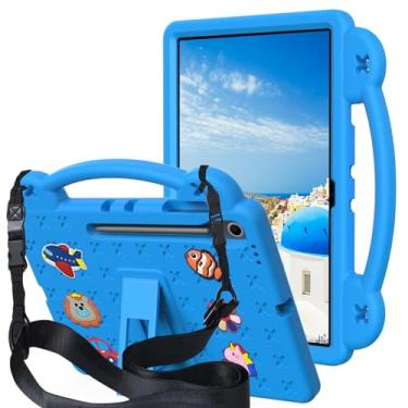 Imagem de Capa infantil para Galaxy Tab S10 FE+ (33.3 cm), capa protetora de EVA leve à prova de choque com alça de ombro, suporte e alça para Galaxy Tab S10 FE Plus 2025 33.3 cm SM-X620 / SM-X626B, azul