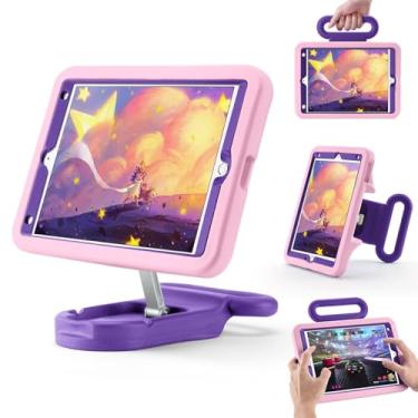 Imagem de Capa infantil para iPad 9ª geração 2021/iPad 8ª geração 2020/iPad 7ª geração 2019, suporte ajustável para retrato/paisagem, à prova de quedas com alça, capa adequada para crianças para iPad de 10,2