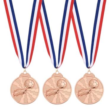 Imagem de PATIKIL Medalhas de prêmio de metal de 5 cm, 3 medalhas de vencedor com fita de pescoço para participação de adultos, marrom (estilo futebol americano 1)
