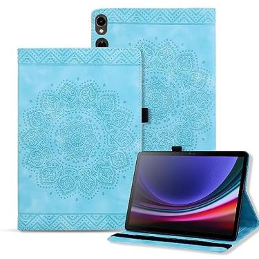 Imagem de Rosbtib Capa para Samsung Galaxy Tab S10 FE / S9 FE 10,9 polegadas, capa fólio de couro PU premium com design mandala em relevo para Galaxy Tab S9 11 polegadas - azul
