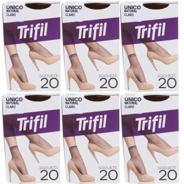 Imagem de Kit 6 Meia Soquete Básica Natural Claro Fio 20 - Trifil