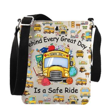 Imagem de School Bus Driver Gift Behind Every Great Day Is A Safe Ride Bolsa tiracolo Presente de aposentadoria para motorista de ônibus escolar, Bolsa C Safe Ride