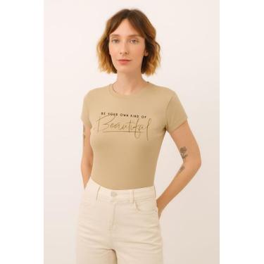 Imagem de Camiseta Feminina Beautiful Polo Wear Bege Medio, Bege medio, GG