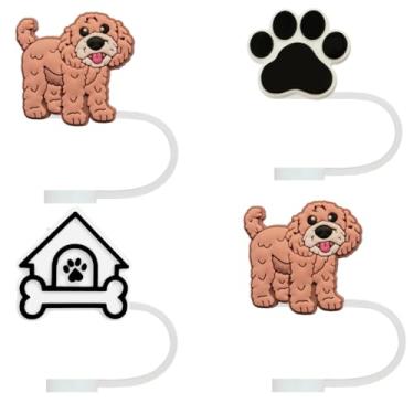 Imagem de STRACOUPI Cockapoo Tampa de canudo de silicone para copos Stanley, acessório decorativo reutilizável, pacote com 4