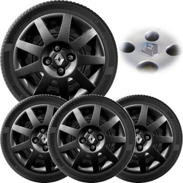 Imagem de 4X Calota Clio Logan Sandero 2009 A 2013 Aro 14 Black Piano