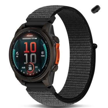 Imagem de Koazon Pulseira de relógio de nylon de ajuste rápido compatível com Garmin Fenix 8 de 47 mm/Forerunner 965/970/Instinct 1/2/3 45 mm Solar, pulseira esportiva ajustável de 22 mm para Fenix 7 Pro/7/6