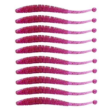 Imagem de ZZTWER 10 pçs/lote Isca artificial, iscas de pesca macias para minhocas, 6 cm, 0,6 g, aditivo de odor de camarão, iscas artificiais de silicone, carpa de robalo