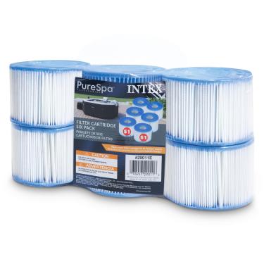 Imagem de Intex Cartuchos de substituição 29011E Tipo S1 PureSpa Easy Set Pool Spa Hot Tub Filter (6 filtros), azul e branco