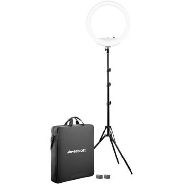 Imagem de Westcott Kit de anel de luz LED bicolor de 45,7 cm com baterias e suporte, iluminação contínua de estúdio profissional para fotografia, videoconferência, salão de cabeleireiro e maquiagem, estúdios de