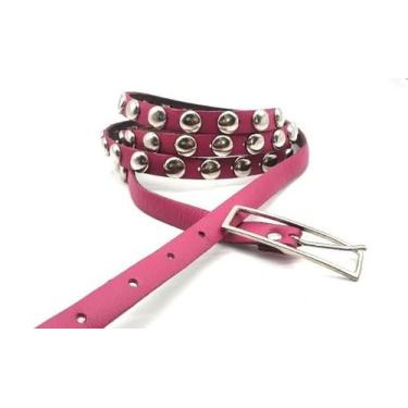 Imagem de Cinto feminino couro duas voltas com cravos punk rock metal MA018 - Ba