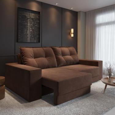 Imagem de Sofá Luca Retrátil 3 Lugares 2,00m em Suede - CIALAR MÓVEIS, Marrom
