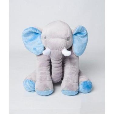 Imagem de Elefante de Pelúcia 60 Cm LuckBaby Várias Cores, Cinza com azul