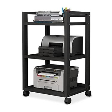 Imagem de Suporte de impressora para mesa de mesa, suporte de 3 camadas com rodas, suporte de anfitrião, prateleira de armazenamento de escritório em casa, organizador de documentos, mesa de tamanho grande