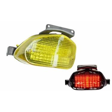 Imagem de TOPZONE Adequado para Suzuki 2001-2003 GSX-R600; 2000-2003 GSX-R750; 2001-2002 GSX-R1000; luz traseira de freio de LED com função de indicadores de seta integrada (amarelo)