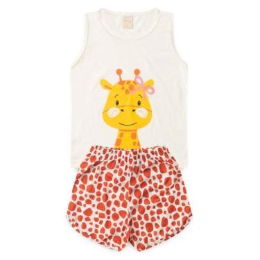 Imagem de Pijama Verão Menina Natural Regata e Shorts Girafa - Molekada, 2
