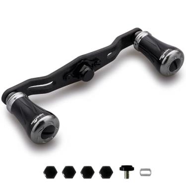 Imagem de HEIGHTEN Carretel de pesca de 85 mm/95 mm para Shimano Daiwa Abu Garcia Penn Kaking Lew's Baitcasting Reel Power Crank Acessório (preto e prata, alça de 95 mm botão de 19 mm) (0999)
