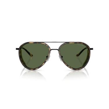 Imagem de Emporio Armani Óculos de sol masculino EA2163 Aviator, preto fosco/verde escuro, 56 mm, Preto fosco/verde escuro, 56 mm