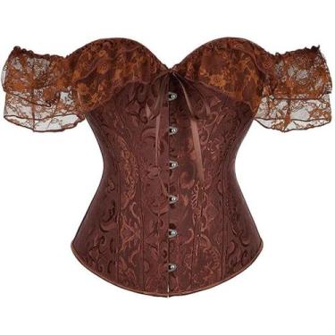 Imagem de Espartilho Moessa Floral Lace Off Shoulder Bustier 902 Brown 4GG
