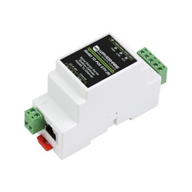 Imagem de Servidor serial industrial RS485 para Ethernet RJ45 com função PoE, fonte de alimentação TCP/IP para serial, DC 6~36V ou PoE, dados bidirecionais RS485 e ETH, porta Ethernet PoE + isolamento elétrico