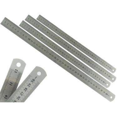 Imagem de Kit Com 4 Réguas Metal Leve De Aço Inoxidável Tamanho 40 cm Marcação B