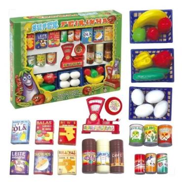 Imagem de Brinquedo Mercadinho Infantil Feirinha Com Comidinhas 32 Pçs - PICA PA