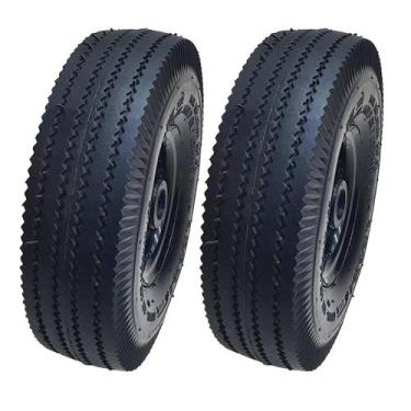 Imagem de 02 Pneus Com Roda E Câmara Para carrinho 100kg Aro 3.50 4 Kit - BUFFAL