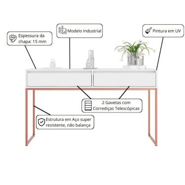 Imagem de Aparador Buffet Iron Industrial Corredor Branco Cobre
