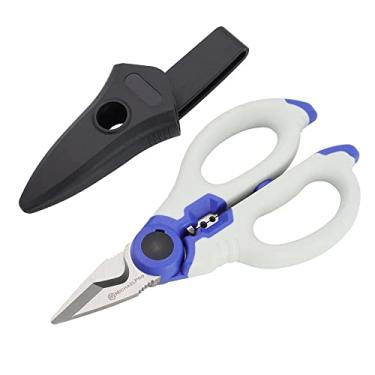 Imagem de MichaelPro MP010025 Tesoura de eletricista inoxidável de 15 cm | Tesouras multiuso resistentes | Corta fios e cabos macios, bainha protetora incluída