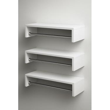 Imagem de Kit 3 Cabideiros Parede Para Roupas Arara De Closet Quarto (Branco)