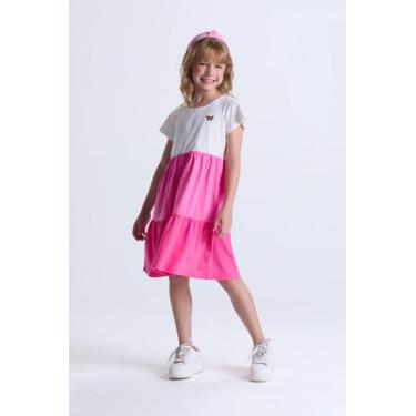 Imagem de Vestido Infantil Menina Verão com Camadas - VIDA COSTEIRA, Rosa, 8