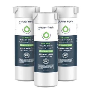 Imagem de GLACIER FRESH Filtro de água compatível com XWFE (CHIP embutido), substituição para GE XWFE, XWF filtro de água de geladeira NSF/ANSI 42 Pacote com 3