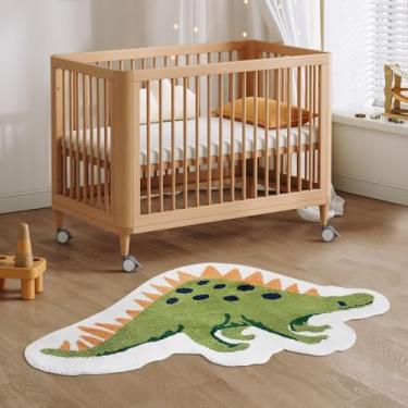 Imagem de Tapete infantil de dinossauro de 1,5 x 0,9 m para quarto, tapete macio e fofo, tapete antiderrapante para sala de jogos, tapete tufado para quarto de crianças, tapetes laváveis para sala de aula para