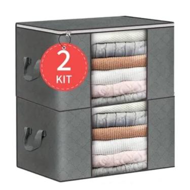 Imagem de Kit 2 Sacos Organizador Multiuso Anti Mofo Dobrável Edredom Cobertores Roupas de Cama Travesseiros Banho