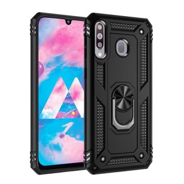 Imagem de SORAKA Capa para Samsung Galaxy M30 com suporte para anel Capa Slim Fit de TPU macio Capa Samsung Galaxy M30 com placa de metal para suporte magnético de telefone para carro