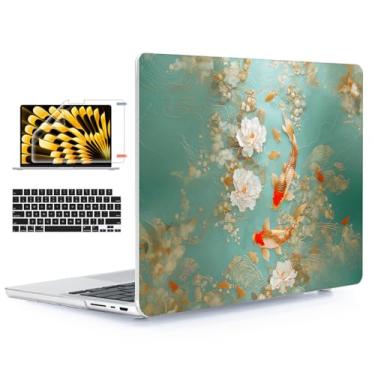 Imagem de YSCLBAHUK Capa para MacBook Pro 2024 de 16 polegadas M4 A3403 A3186 M3 A2991 M2 A2780 M1 A2485 (2021-2023) Pro Chip com Touch ID, capa de plástico para laptop e capa de teclado, Goldfish