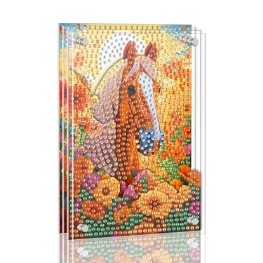 Imagem de Ginfonr Kit de pintura de arte de diamante DIY Acrylayers para adultos, pintura magnética de 4 camadas de cavalo, decoração de mesa em pé com efeito de profundidade dinâmica, presente de artesanato em