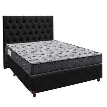 Imagem de Conjunto Cama Box Preto Casal + Colchão D33 Iso100 Ortobom + Cabeceira