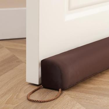 Imagem de Sunolga 38" À Prova D'Água Porta Corrente de Ar Bloqueador Preenchido com Contas de Vidro e Algodão, Removível Máquina Lavável Porta Corrente de Ar Bloqueador para Porta e Janela, Marrom