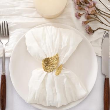 Imagem de Jimtx Pacote com 50 guardanapos de gaze branco marfim lavável conjunto de 50 guardanapos de pano de outono a granel 50 x 53 centímetros para casamento, bebê, chá de panela, festa de aniversário