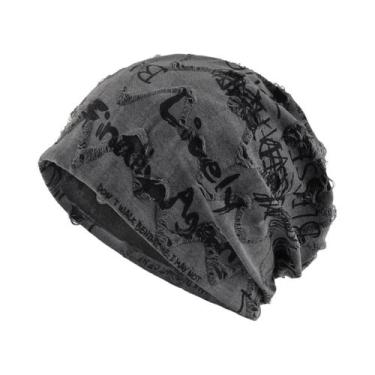 Imagem de Gorros Unissex Vintage Com Estampa De Letras Desgastadas, Forrados Com