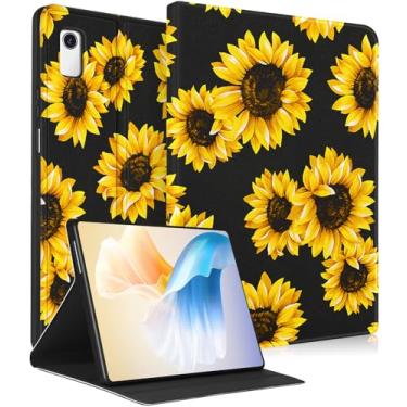 Imagem de Wazzasoft Capa para Lenovo Tab M9 de 9 polegadas 2023 para mulheres e meninas, capa fólio, moderna, bonita, feminina, kawaii, girassol, preto, adolescentes, capas exclusivas para tablet Tab M9 de 1ª