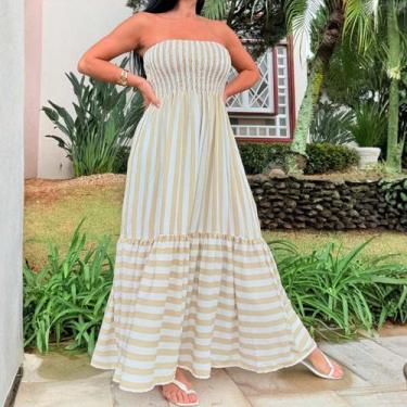Imagem de Vestido Longo Listrado Plus Size De Alcinha Tendência Verão 2025 Model