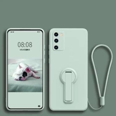 Imagem de Capa de celular luxuosa de silicone líquido com suporte dobrável oculto para Samsung Galaxy S25 Ultra S24 S23 Fe S22 S21 S20 Plus (para Galaxy S21 Plus/Dan Qing)