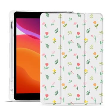 Imagem de MAYCARI Linda capa de flores pequenas para iPad de 10,2 polegadas 2021/2020/2019 com suporte para lápis, padrão original para iPad 9ª/8ª/7ª geração, capa protetora traseira de TPU macio, capa fina