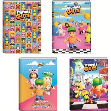 Imagem de Kit de Cadernos Brochurão, Jandaia, Capa Dura, Stumble Guys, 80 Folhas, Pacote com 5