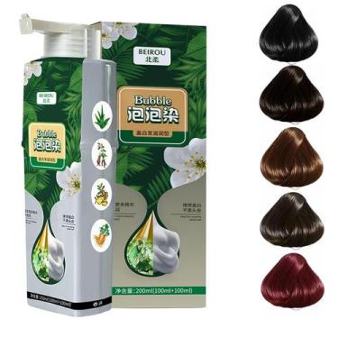 Imagem de Shampoo Bubble Dye de extrato vegetal JISKG para cabelos grisalhos 350