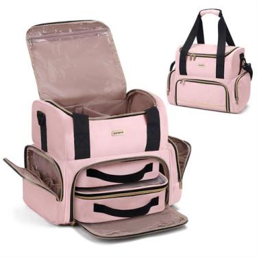 Imagem de Bolsa de maquiagem e cosméticos BAFAMYE grande com 2 estojos removívei