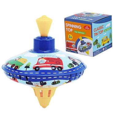 Imagem de Brinquedo de lata retrô Spinning Top Beeqoo para crianças com padrão d